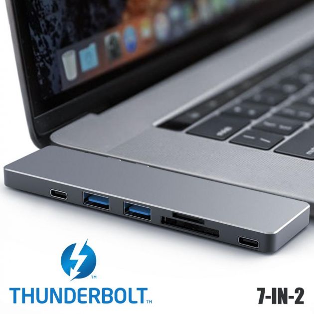 Docking Station USB-C, HUB 7 em 2 para MacBook Pro, Thunderbolt 3, HDMI 4K, MicroSD/SD, WL-UHP3405M 